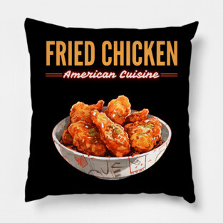Crispy Fried Chicken American Comfort Food Retro Illustration Pillow