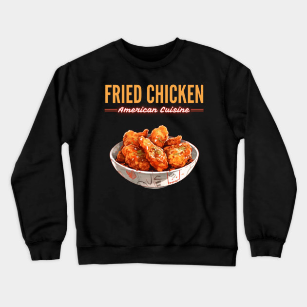 Crispy Fried Chicken American Comfort Food Retro Illustration Crewneck Sweatshirt by TuncGK