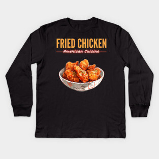 Crispy Fried Chicken American Comfort Food Retro Illustration Kids Long Sleeve T-Shirt