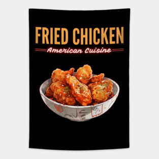 Crispy Fried Chicken American Comfort Food Retro Illustration Tapestry