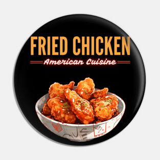 Crispy Fried Chicken American Comfort Food Retro Illustration Pin