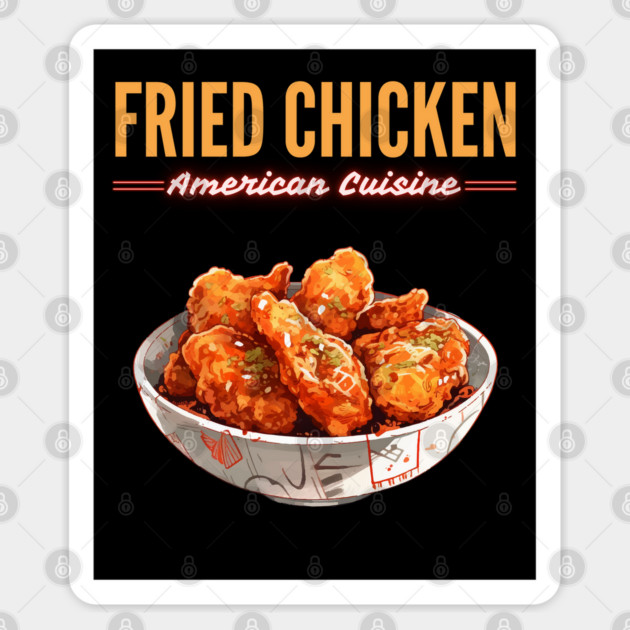 Crispy Fried Chicken American Comfort Food Retro Illustration Sticker by TuncGK