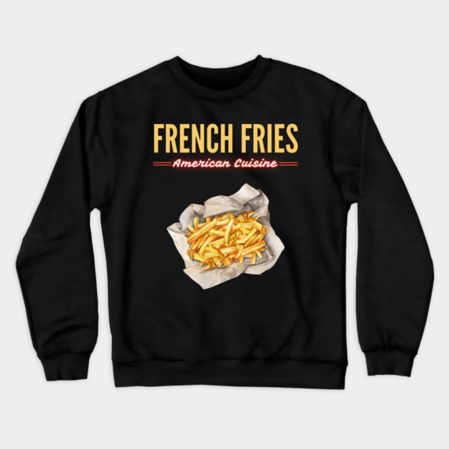 Golden French Fries Retro Diner Food Art Crewneck Sweatshirt by TuncGK
