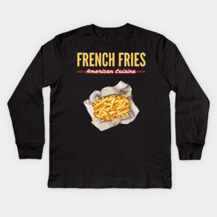 Golden French Fries Retro Diner Food Art Kids Long Sleeve T-Shirt
