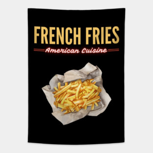 Golden French Fries Retro Diner Food Art Tapestry