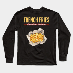 Golden French Fries Retro Diner Food Art Long Sleeve T-Shirt