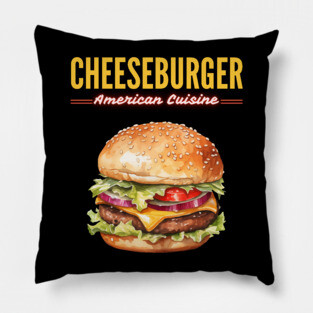 Juicy Cheeseburger American Diner Classic Vintage Design Pillow