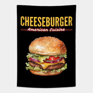 Juicy Cheeseburger American Diner Classic Vintage Design Tapestry
