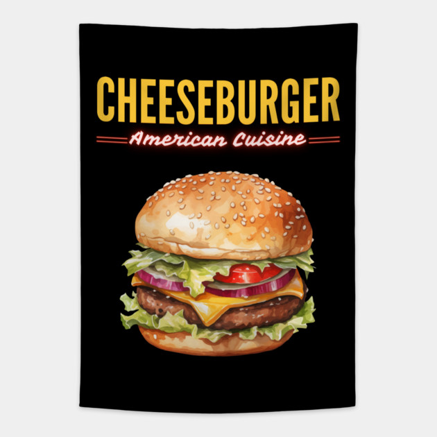 Juicy Cheeseburger American Diner Classic Vintage Design Tapestry by TuncGK