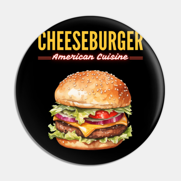 Juicy Cheeseburger American Diner Classic Vintage Design Pin by TuncGK