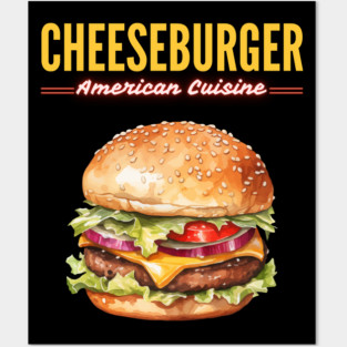 Juicy Cheeseburger American Diner Classic Vintage Design Posters and Art