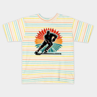 Retro Roller Hockey – Vintage Style Action Silhouettes Kids T-Shirt