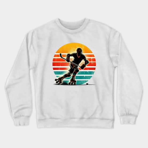 Retro Roller Hockey – Vintage Style Action Silhouettes Crewneck Sweatshirt by Ben's Store 1