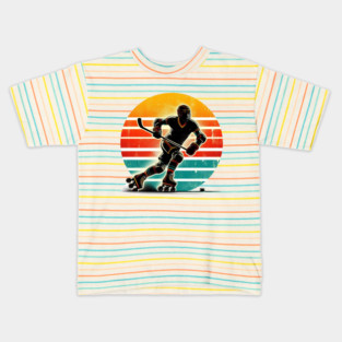 Retro Roller Hockey – Vintage Style Action Silhouettes Kids T-Shirt