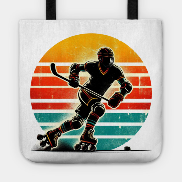 Retro Roller Hockey – Vintage Style Action Silhouettes Tote by Ben's Store 1