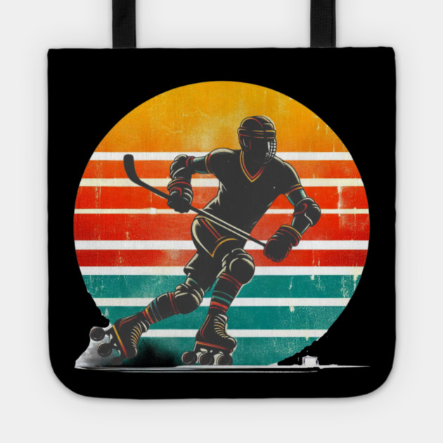 Retro Roller Hockey – Vintage Style Action Silhouettes Tote by Ben's Store 1