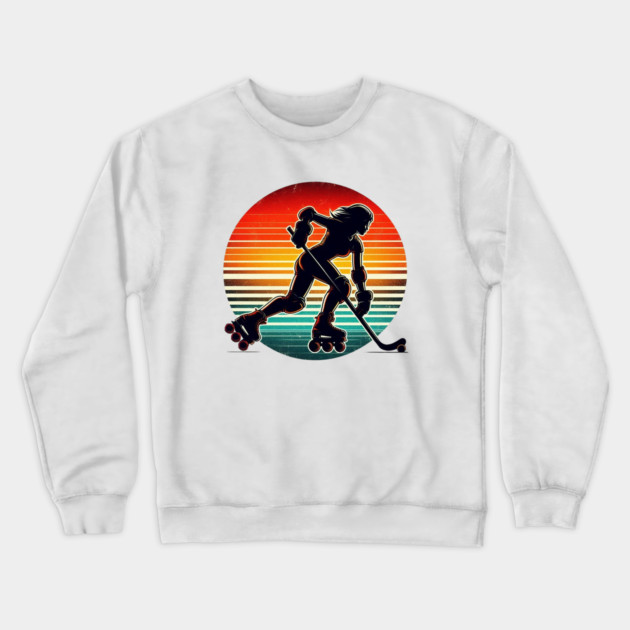 Retro Roller Hockey – Vintage Style Action Silhouettes Crewneck Sweatshirt by Ben's Store 1