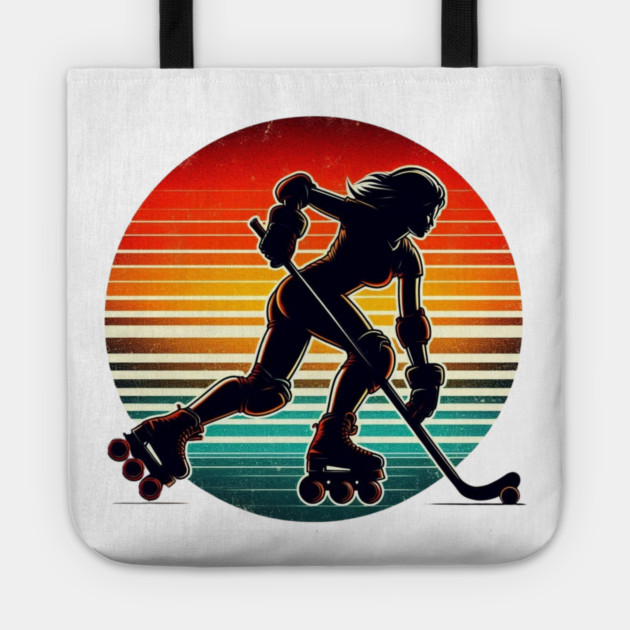 Retro Roller Hockey – Vintage Style Action Silhouettes Tote by Ben's Store 1