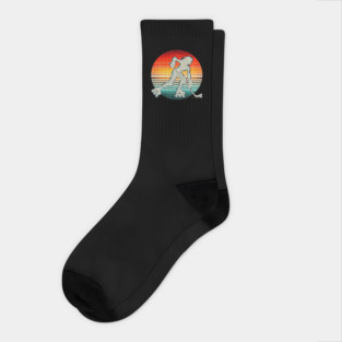 Retro Roller Hockey – Vintage Style Action Silhouettes Socks