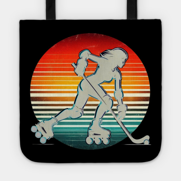 Retro Roller Hockey – Vintage Style Action Silhouettes Tote by Ben's Store 1