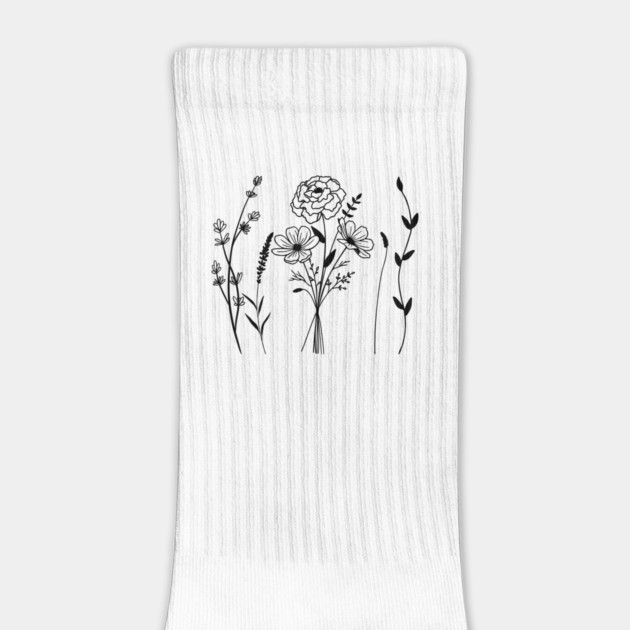 Black Botanical Line Art Boho Floral Art by CrystalJ 