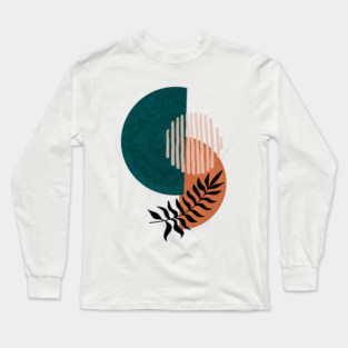 Boho Geometric Shapes with Botanical Elements,Boho Lover Gifts for Easter, Botanical Plants Shapes Long Sleeve T-Shirt