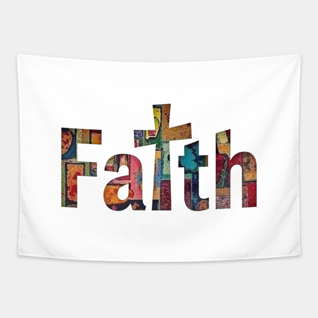 Faith in Full Color – Christian Cross Design Tapestry by Rox