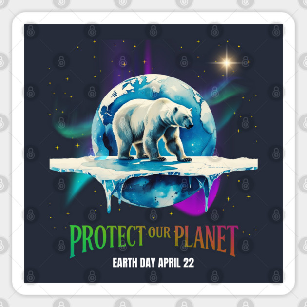 Earth-Day-Protect-Our-Planet-Bear-Polar-Climate-Change Sticker by JessArty