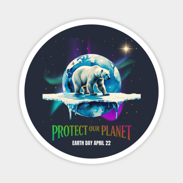 Earth-Day-Protect-Our-Planet-Bear-Polar-Climate-Change Magnet by JessArty