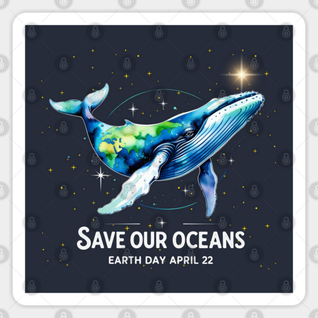 Earth-Day-2025-Restore-Earth-Whale-Art-Save-Our-Oceans Sticker by JessArty