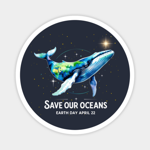 Earth-Day-2025-Restore-Earth-Whale-Art-Save-Our-Oceans Magnet by JessArty