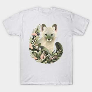 American Marten Botanical Nature Art Illustration T-Shirt