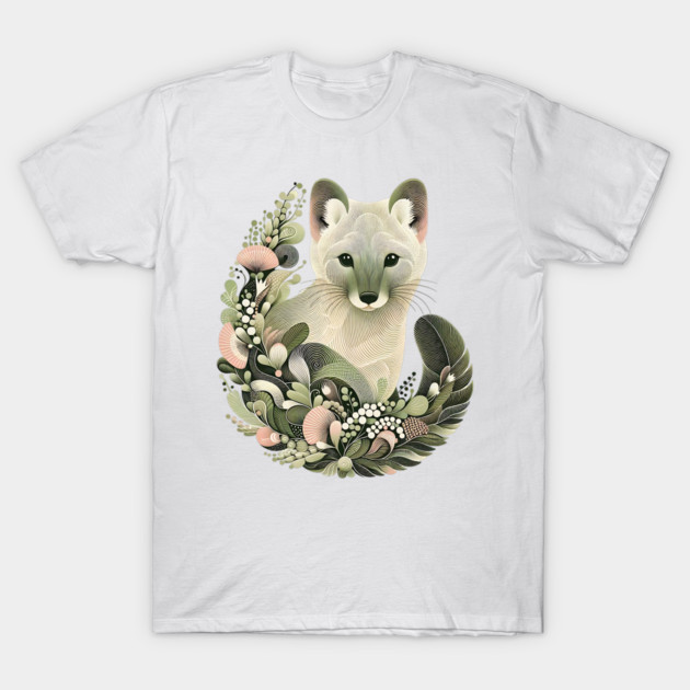American Marten Botanical Nature Art Illustration T-Shirt by BirdsnStuff