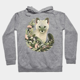American Marten Botanical Nature Art Illustration Hoodie