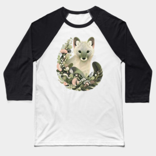 American Marten Botanical Nature Art Illustration Baseball T-Shirt