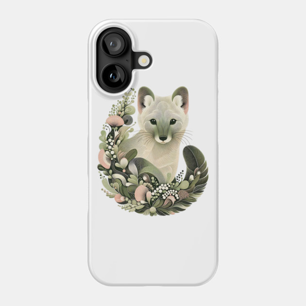 American Marten Botanical Nature Art Illustration Phone Case by BirdsnStuff