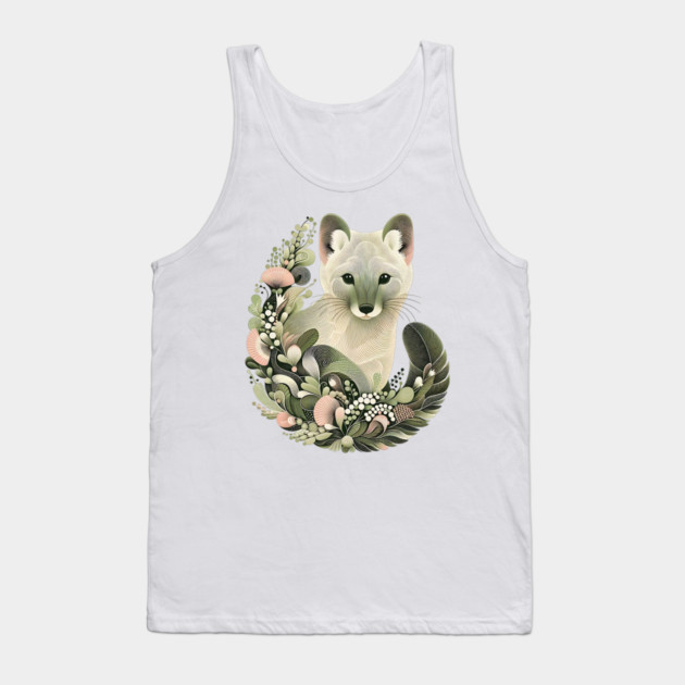 American Marten Botanical Nature Art Illustration Tank Top by BirdsnStuff