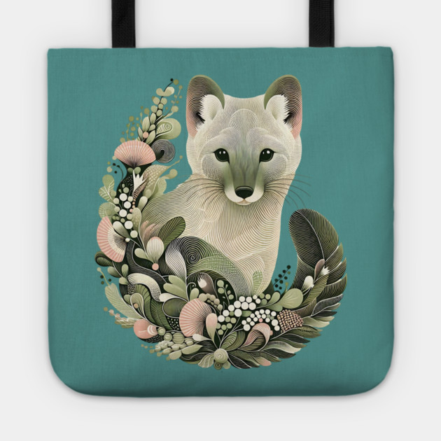 American Marten Botanical Nature Art Illustration Tote by BirdsnStuff
