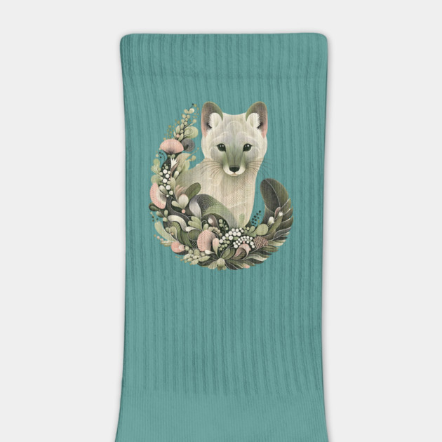 American Marten Botanical Nature Art Illustration by BirdsnStuff