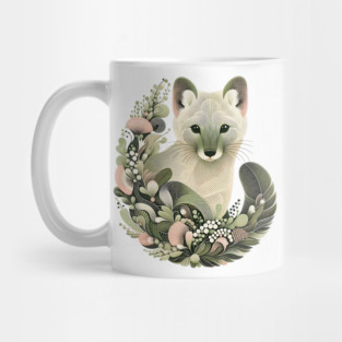 American Marten Botanical Nature Art Illustration Mug