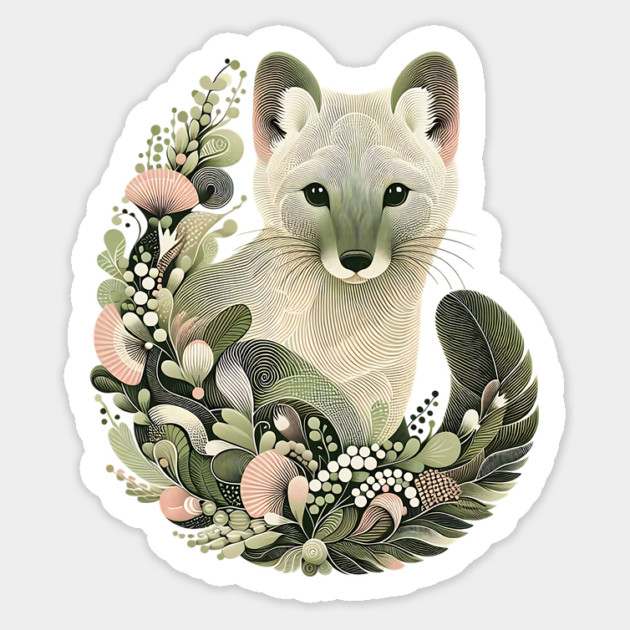 American Marten Botanical Nature Art Illustration Magnet by BirdsnStuff