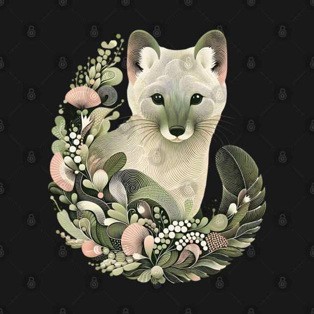 American Marten Botanical Nature Art Illustration by BirdsnStuff