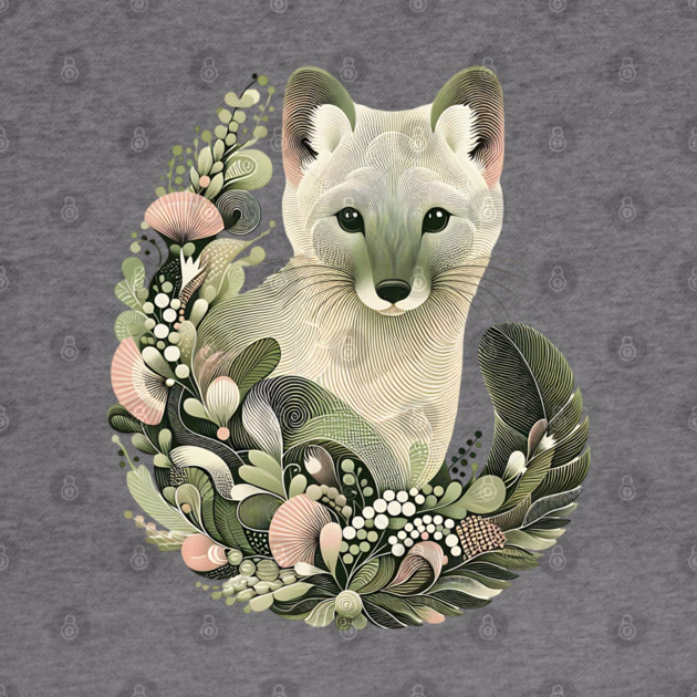 American Marten Botanical Nature Art Illustration by BirdsnStuff