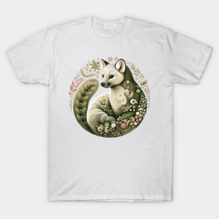 American Marten Botanical Nature Art Illustration2 T-Shirt