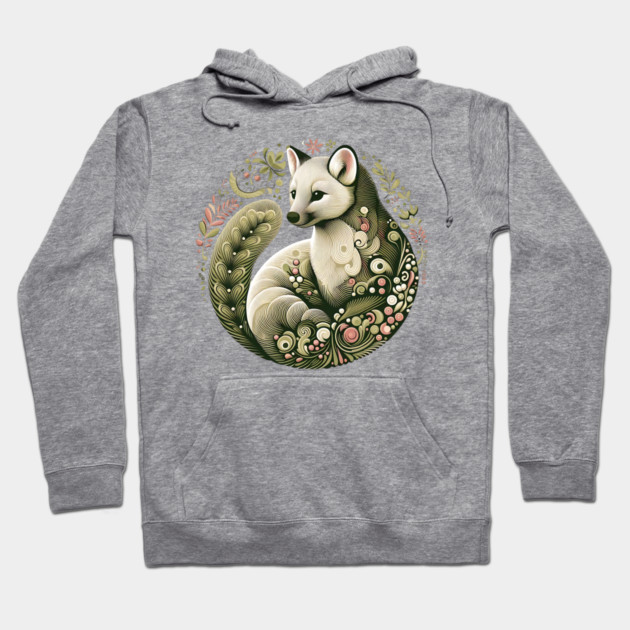 American Marten Botanical Nature Art Illustration2 Hoodie by BirdsnStuff