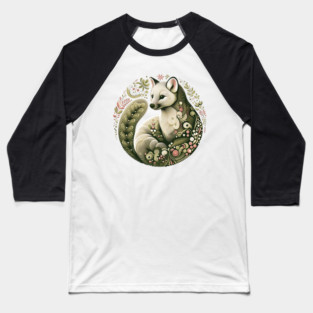 American Marten Botanical Nature Art Illustration2 Baseball T-Shirt