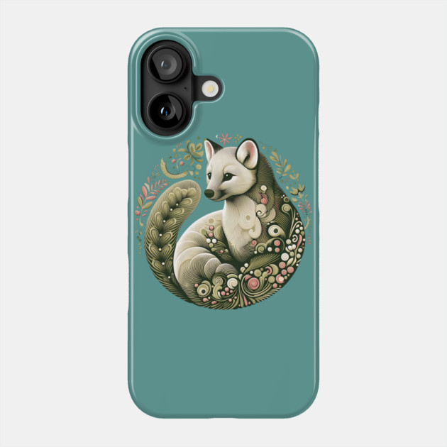 American Marten Botanical Nature Art Illustration2 Phone Case by BirdsnStuff