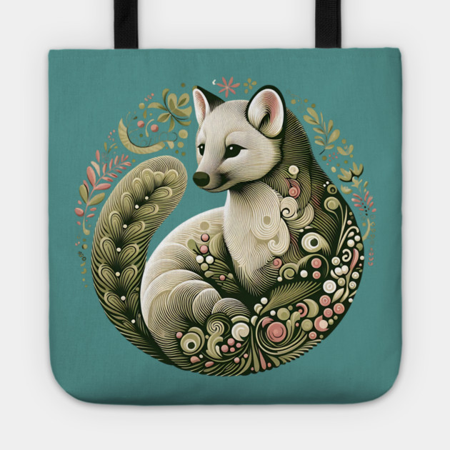 American Marten Botanical Nature Art Illustration2 Tote by BirdsnStuff