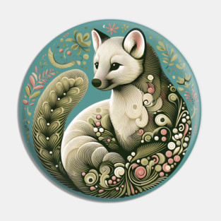 American Marten Botanical Nature Art Illustration2 Pin