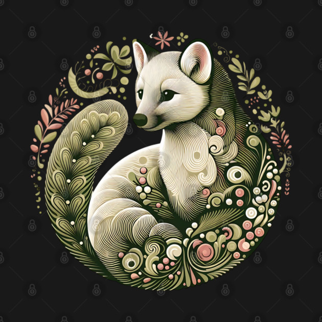 American Marten Botanical Nature Art Illustration2 by BirdsnStuff